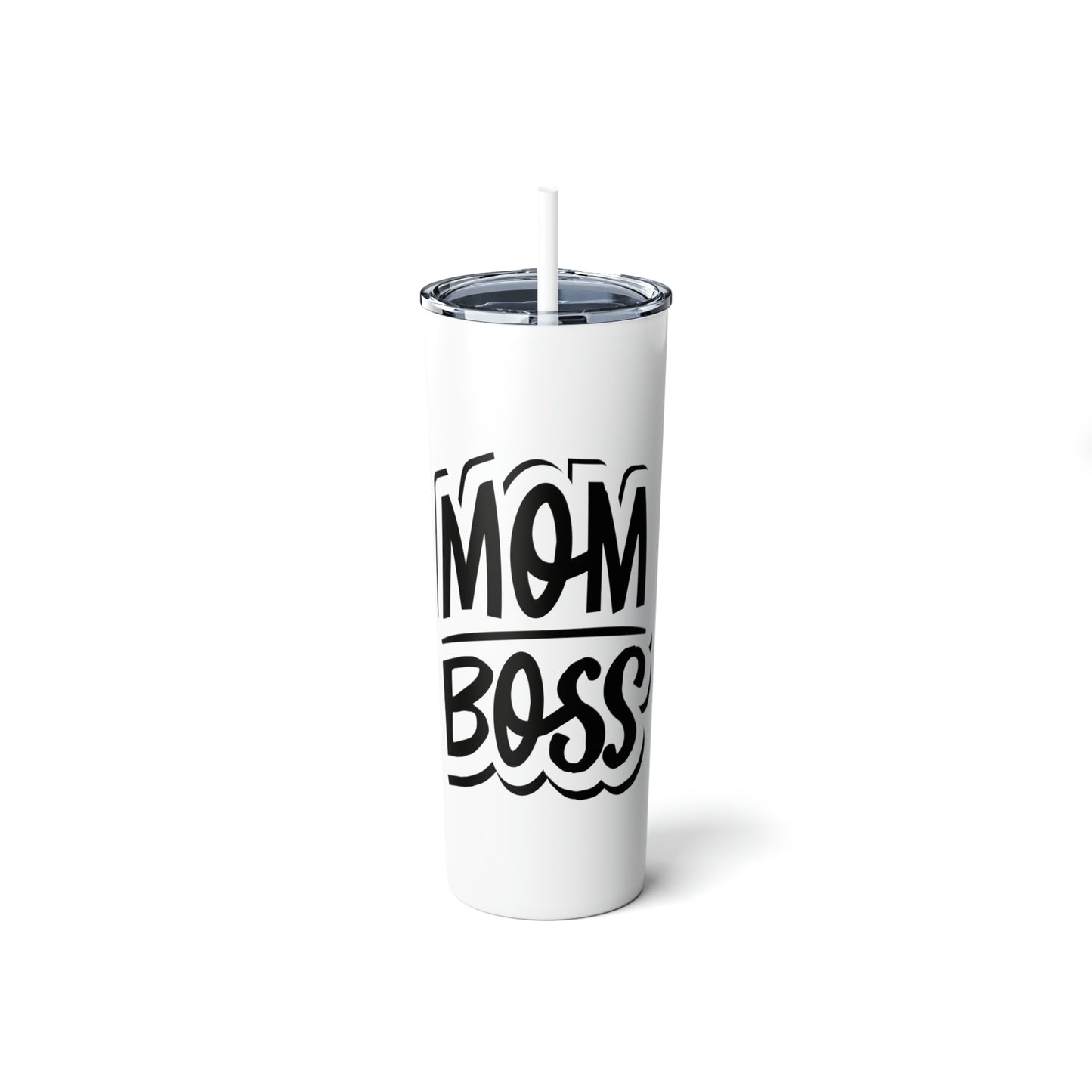 Mom Boss Skinny Steel Tumbler with Straw, 20oz