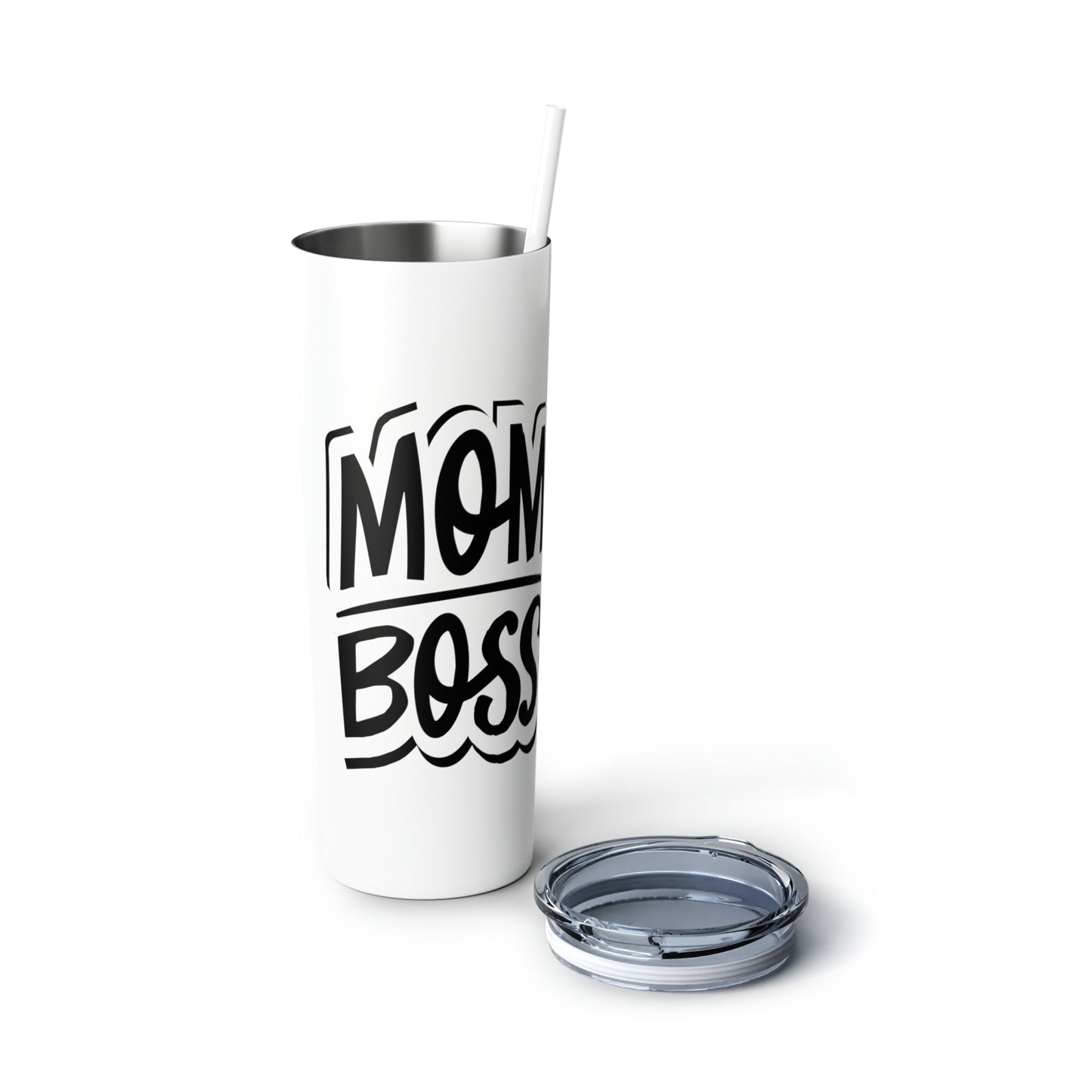 Mom Boss Skinny Steel Tumbler with Straw, 20oz